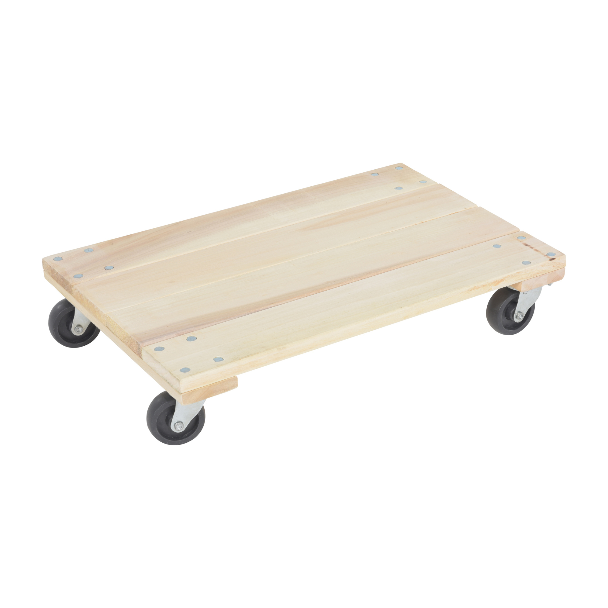 Vestil Solid Deck Hardwood Dolly - 16in. x 24in., 900 lb Capacity, Rubber Casters, Model# HDOS-1624-9-E